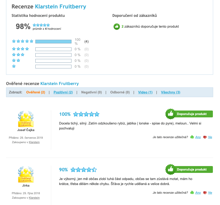 Klarstein Fruitberry - recenze zákazníků