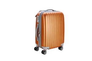 Oranžový cestovní kufr na kolečkách