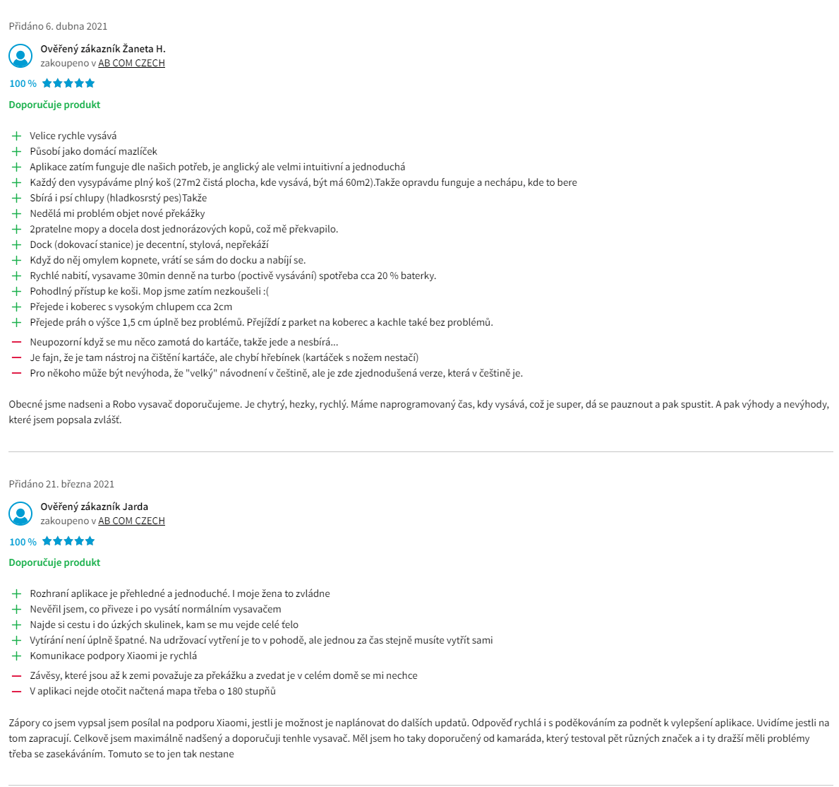Xiaomi Roborock S6 - recenze zákazníků
